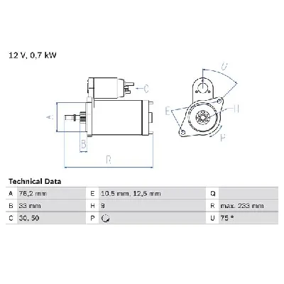 Starter BOSCH 0 986 010 530 IC-636369