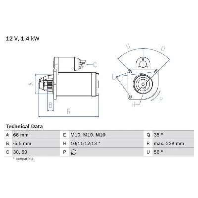 Starter BOSCH 0 986 018 310 IC-637085