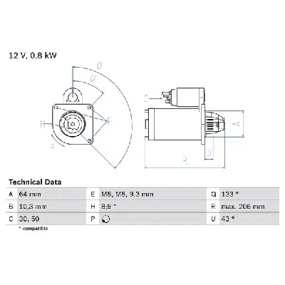 Starter BOSCH 0 986 019 301 IC-D45DAF