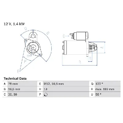 Starter BOSCH 0 986 019 361 IC-B3A71F