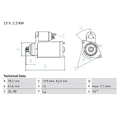 Starter BOSCH 0 986 020 270 IC-CFEC5B