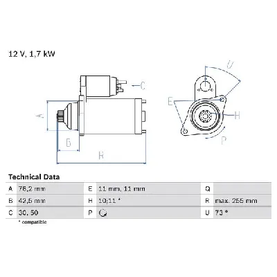 Starter BOSCH 0 986 020 280 IC-C420C3