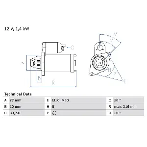 Starter BOSCH 0 986 020 411 IC-D2076B