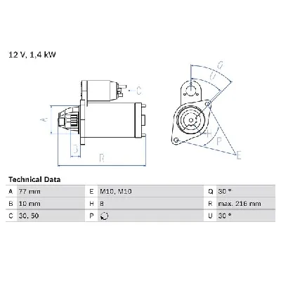 Starter BOSCH 0 986 020 411 IC-D2076B