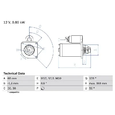 Starter BOSCH 0 986 021 051 IC-D20784