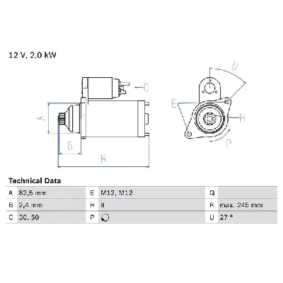 Starter BOSCH 0 986 021 220 IC-D20788