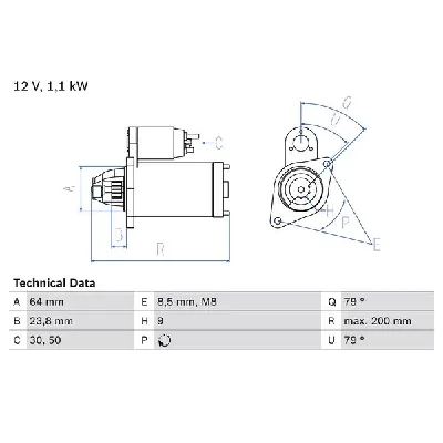 Starter BOSCH 0 986 021 240 IC-B865E0