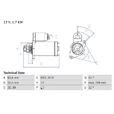 Starter BOSCH 0 986 021 360 IC-B43716