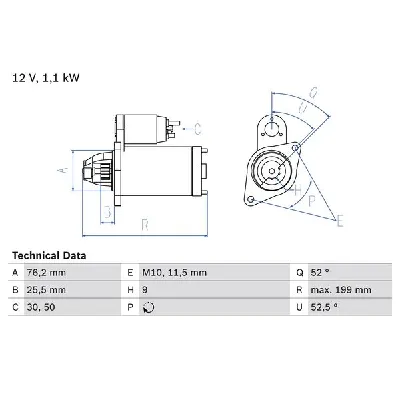 Starter BOSCH 0 986 021 500 IC-CFEC63