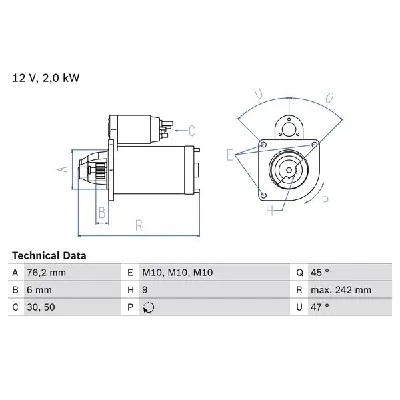 Starter BOSCH 0 986 021 820 IC-D20794