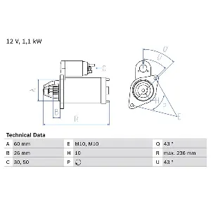 Starter BOSCH 0 986 022 280 IC-D64171