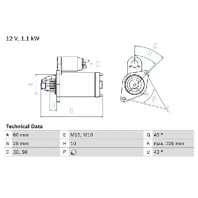 Starter BOSCH 0 986 022 280 IC-D64171