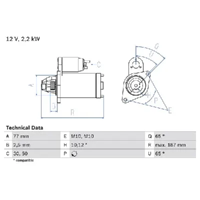 Starter BOSCH 0 986 022 720 IC-D207AA