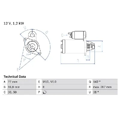 Starter BOSCH 0 986 022 780 IC-D207AE