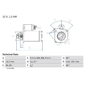 Starter BOSCH 0 986 022 790 IC-D207AF
