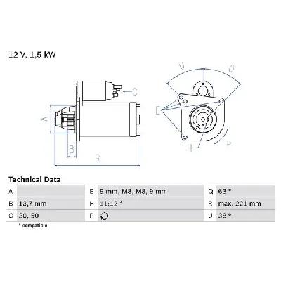 Starter BOSCH 0 986 022 790 IC-D207AF