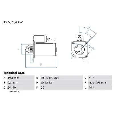 Starter BOSCH 0 986 022 800 IC-D207B0