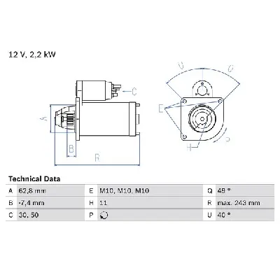 Starter BOSCH 0 986 023 380 IC-D207C0