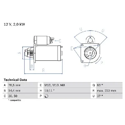 Starter BOSCH 0 986 023 530 IC-C59FDD