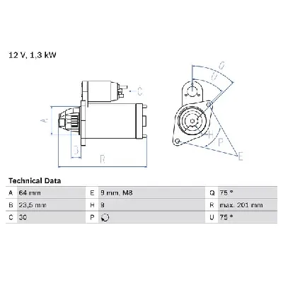 Starter BOSCH 0 986 024 200 IC-D16D12