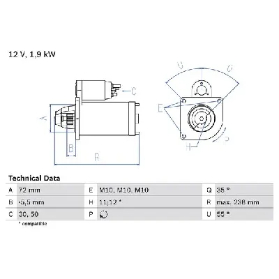 Starter BOSCH 0 986 025 470 IC-D68743