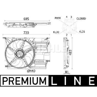 Ventilator, hlađenje motora MAHLE CFF 531 000P IC-G08I6U